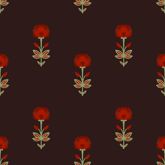 Crimson Mughal Blooms Wallpaper Wallpaper⁠