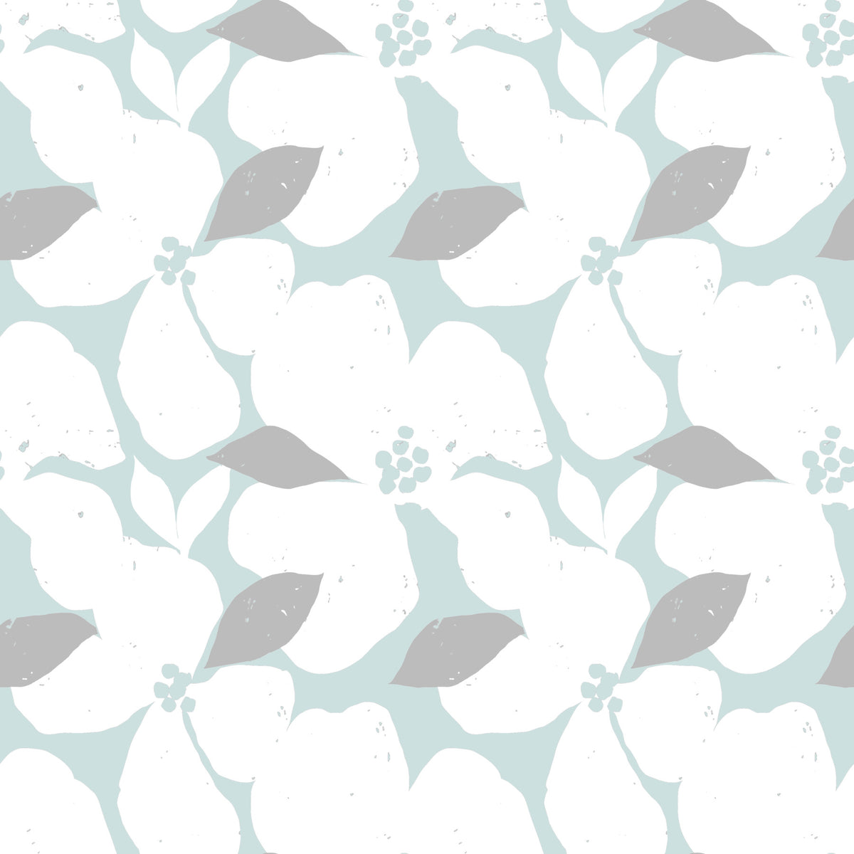 Pale Blue Pastel Bloom Floral Wallpaper⁠ in your room