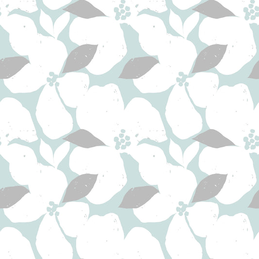 Pale Blue Pastel Bloom Floral Wallpaper Wallpaper⁠