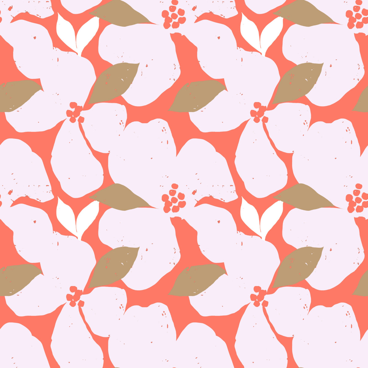 Retro Coral Abstract Floral Wallpaper⁠ in your room