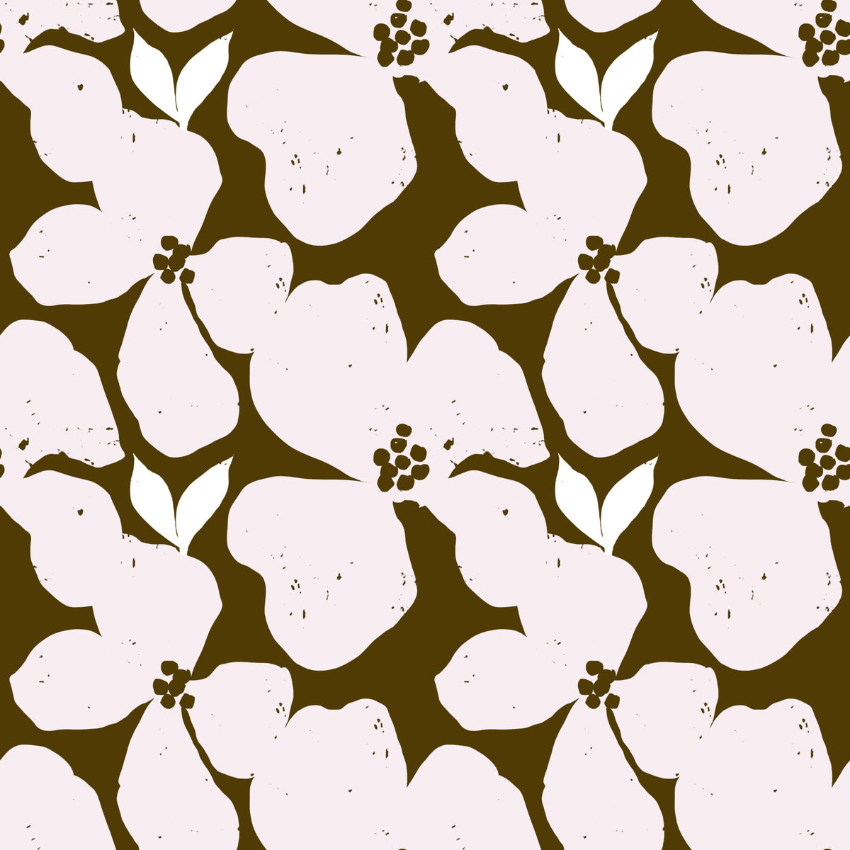 Earthy Olive and Blush Bold Floral Wallpaper⁠