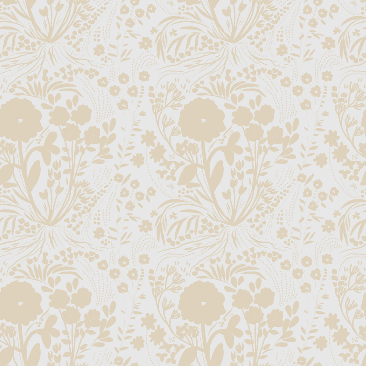 Whispering Meadows Vintage Botanical Wallpaper⁠ in your room — zoomed