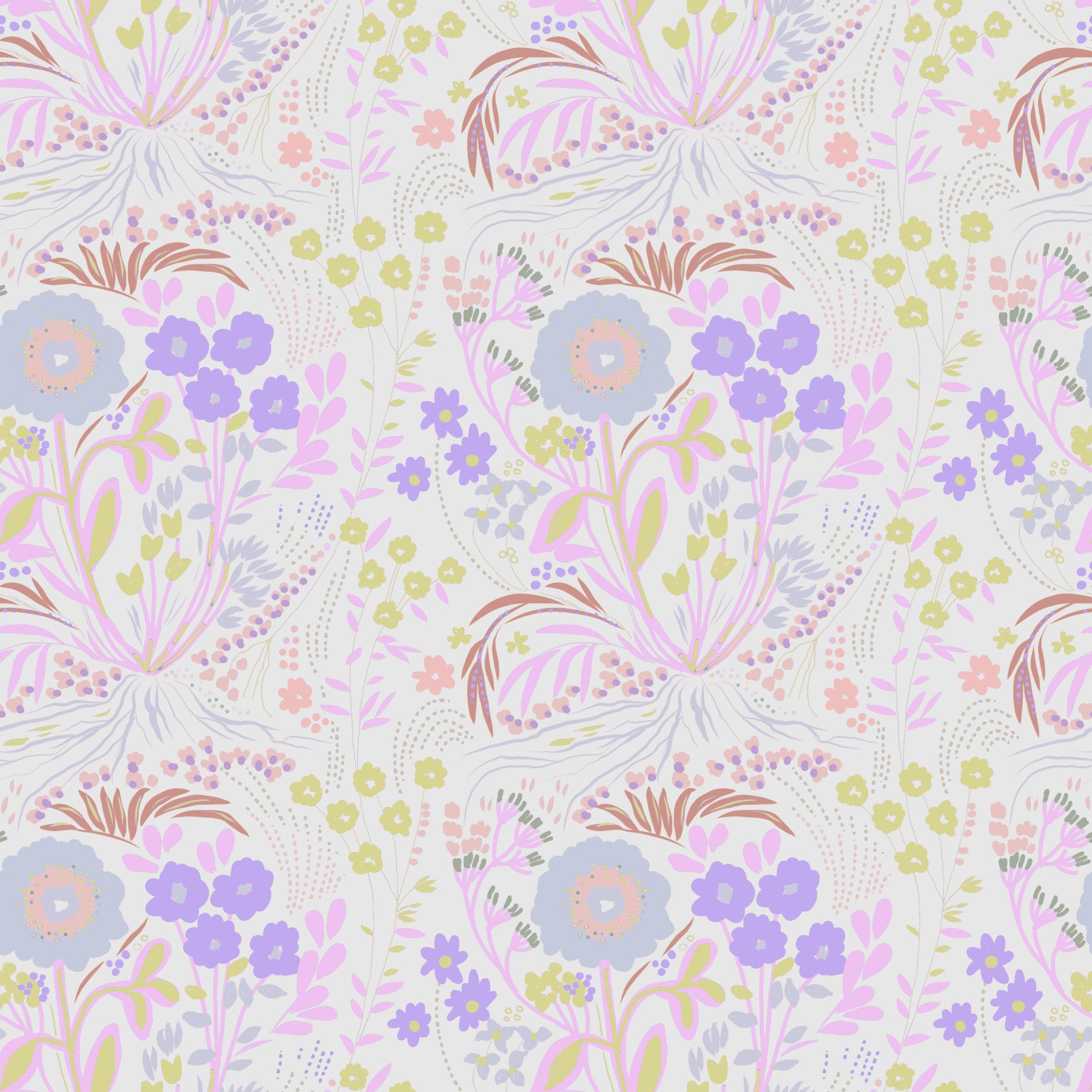 Whimsical Pastel Meadow Floral Wallpaper Wallpaper⁠