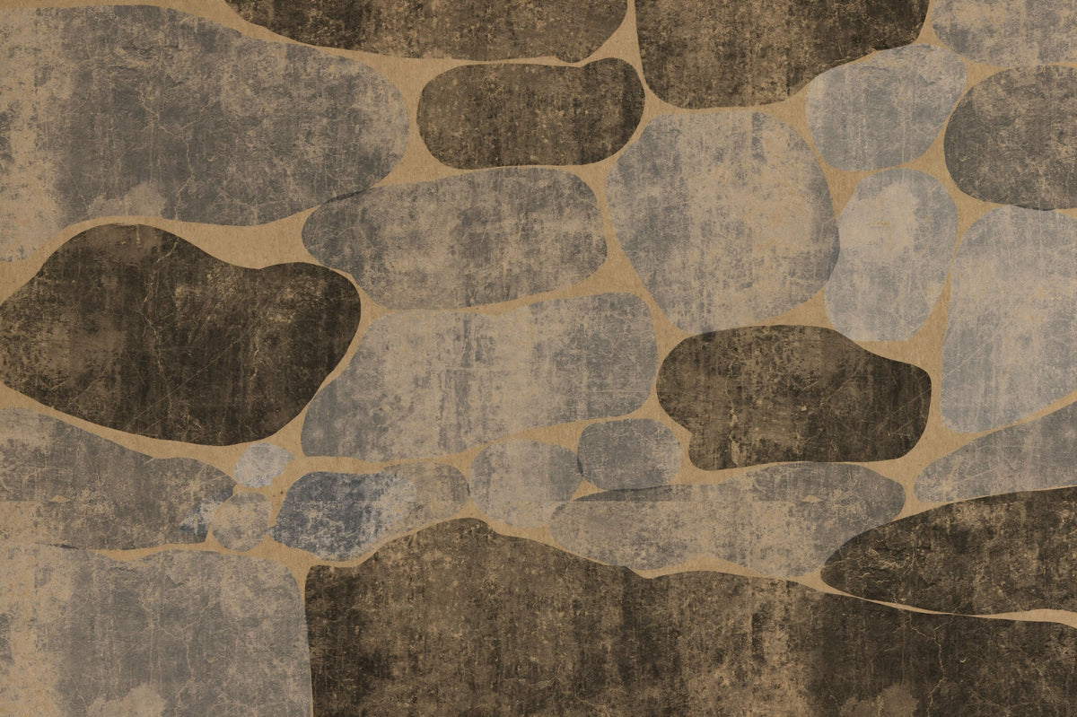 Rustic Earth Cobblestone Stone Wall Mural in your room — zoomed