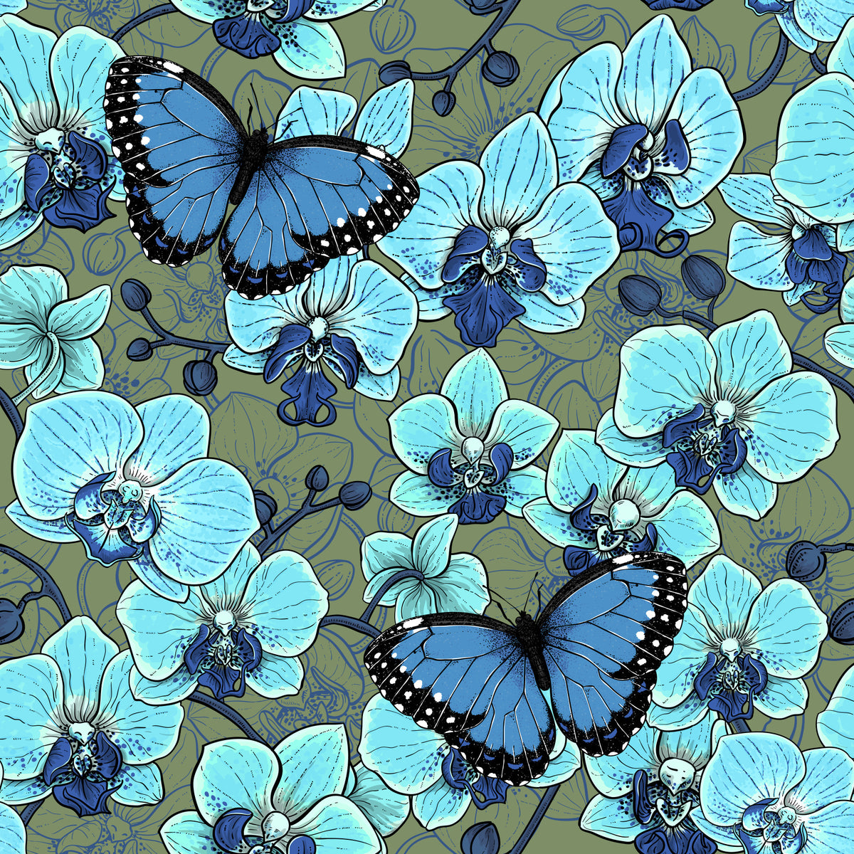 Botanical Orchid Garden with Butterflies 4 Wallpaper⁠ in your room