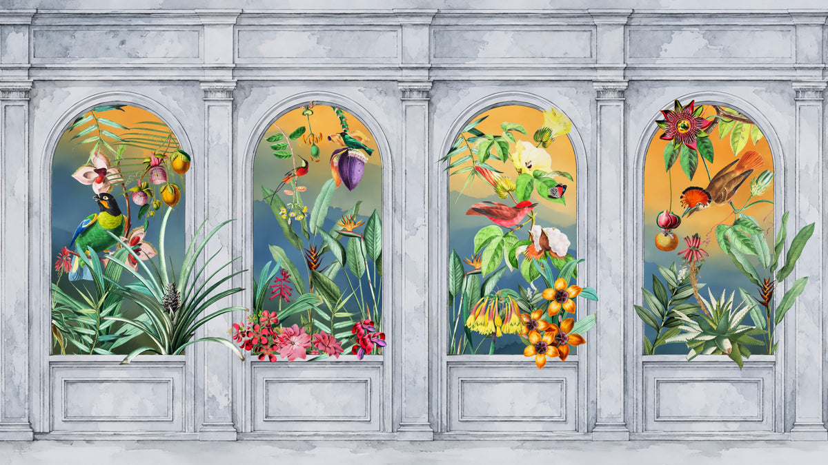 Vintage Tropical Colonnade Wall Mural in your room