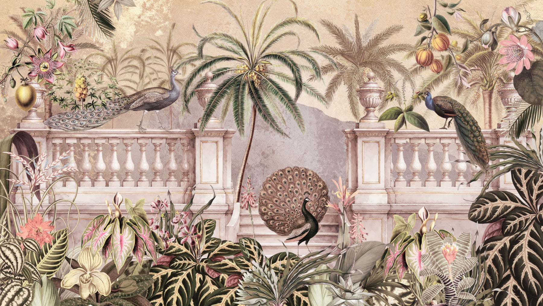 Royal Peacock Garden Wall Mural