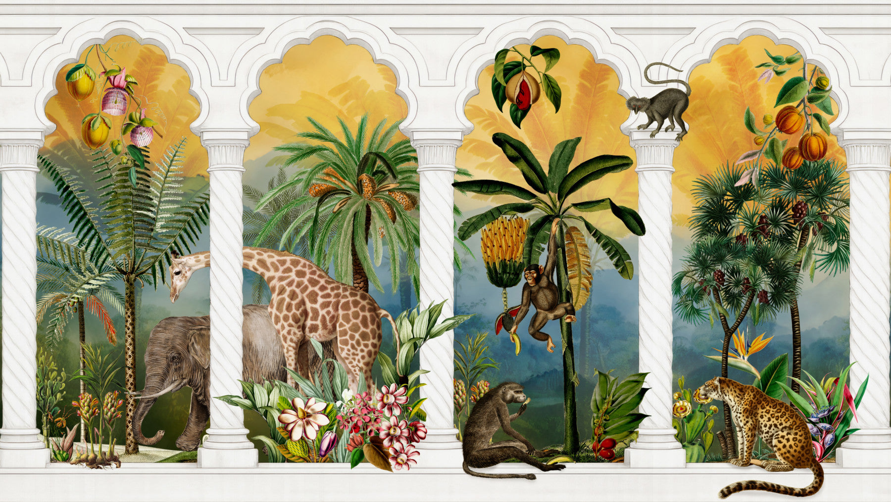 Imperial Arches Tropical Safari Wall Mural Wall Mural