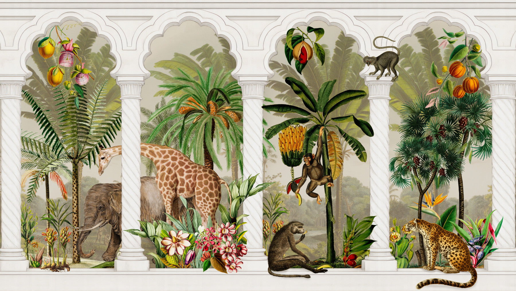Imperial Vintage Archway Tropical Safari Mural Wall Mural