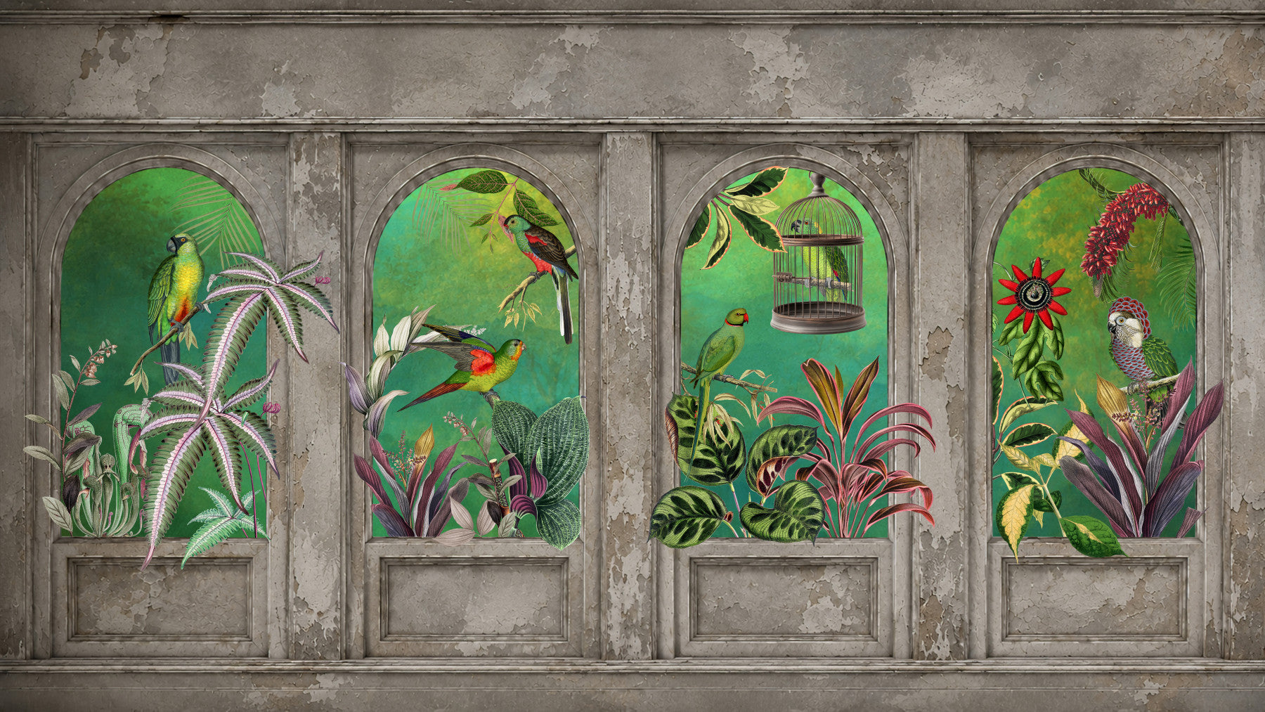 Vintage Tropical Arches Wall Mural
