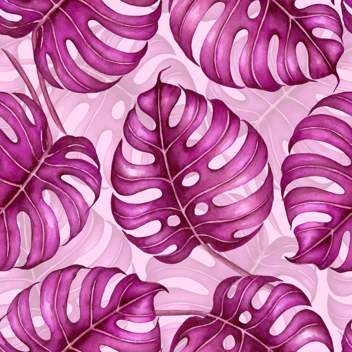 Monstera watercolor in purple Wallpaper⁠ in your room