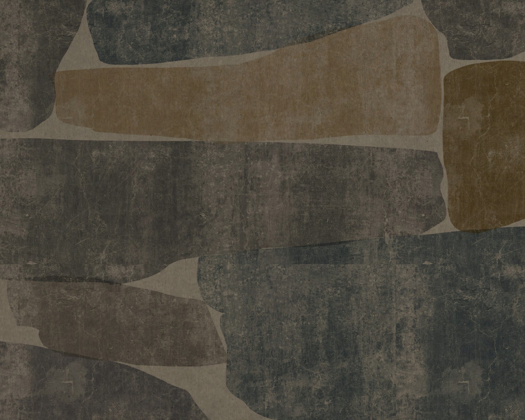 Charcoal stone slab wall mural grounding a modern living room, GD10811
