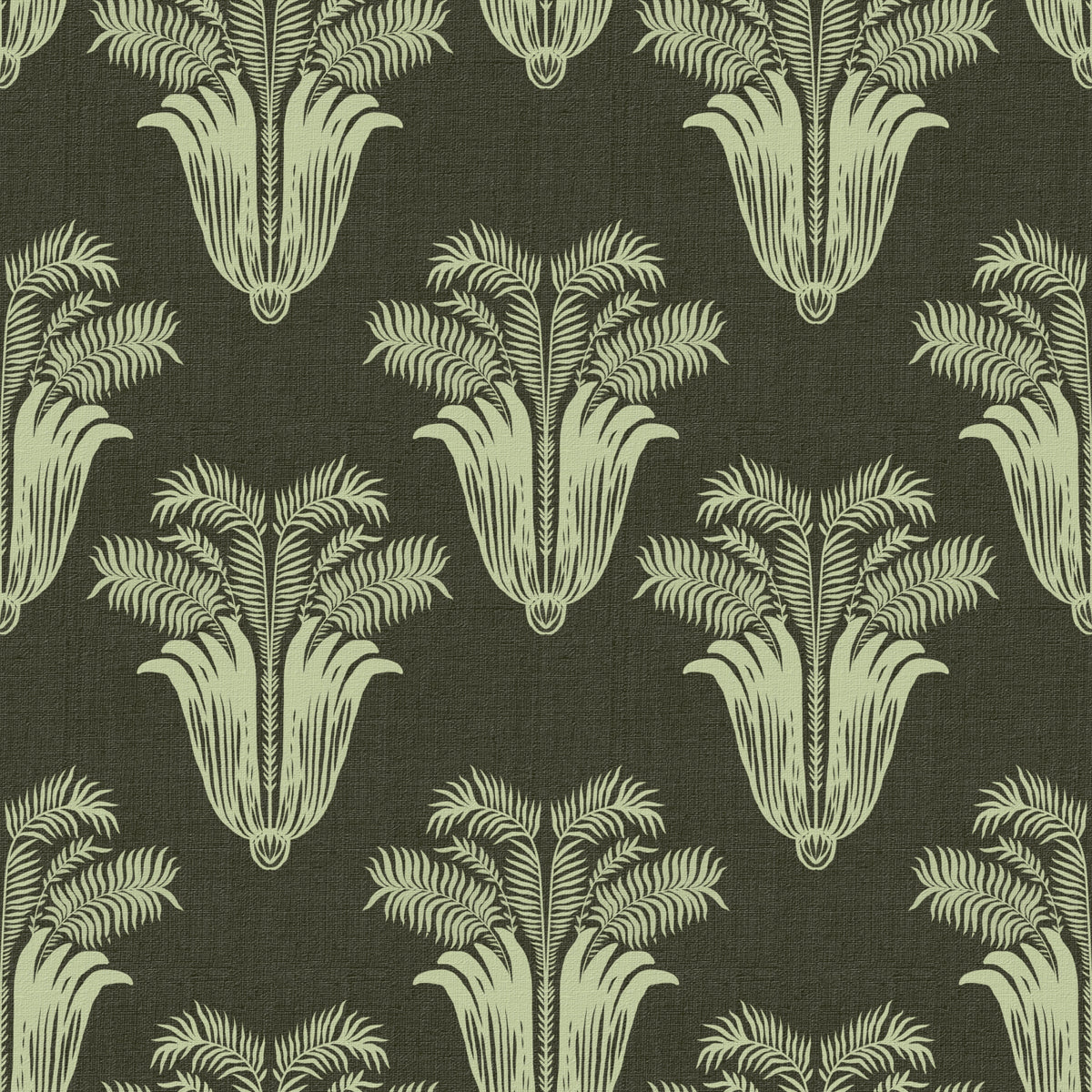 Vintage Art Deco Palm Damask Wallpaper⁠ in your room