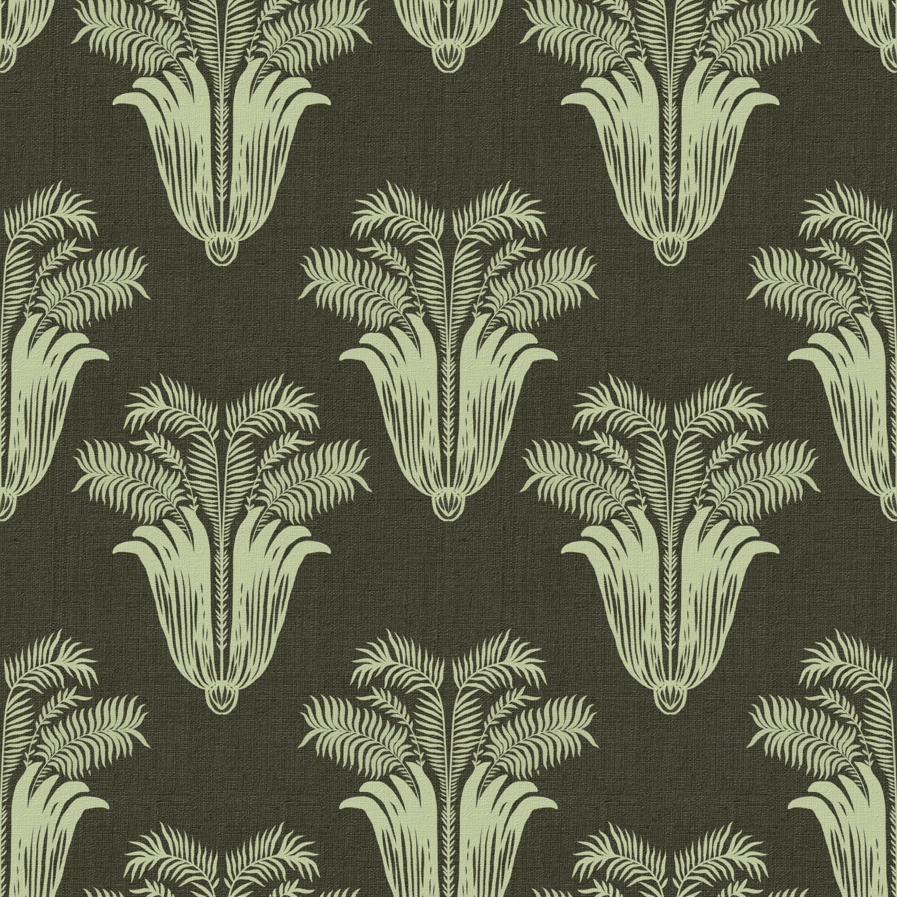 Vintage Art Deco Palm Damask Wallpaper⁠