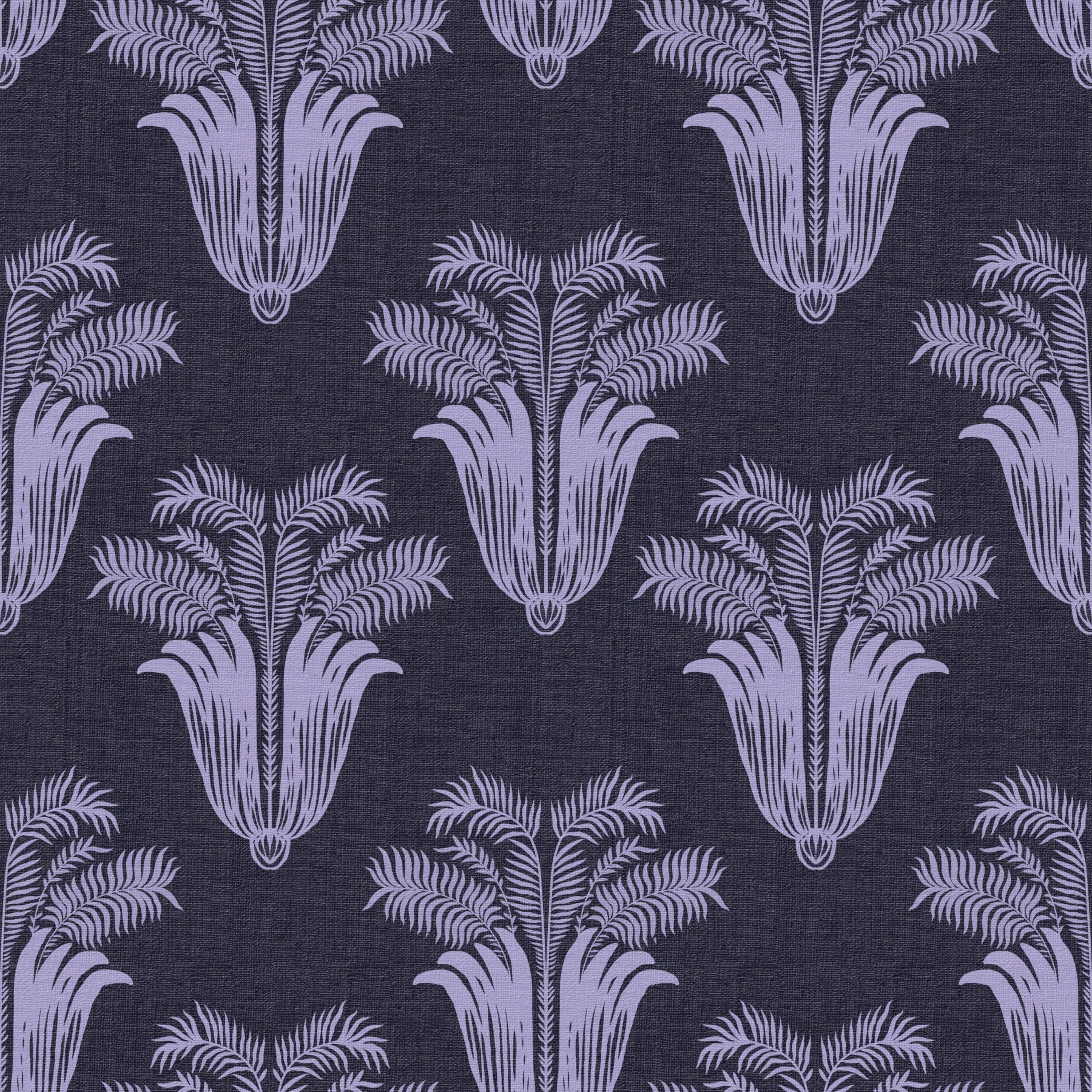 Moody Midnight Violet Botanical Wallpaper⁠