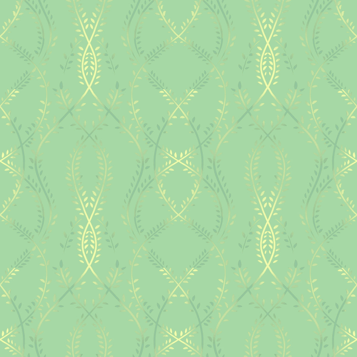 Sage and Gold Whispering Vines Trellis Wallpaper⁠ in your room