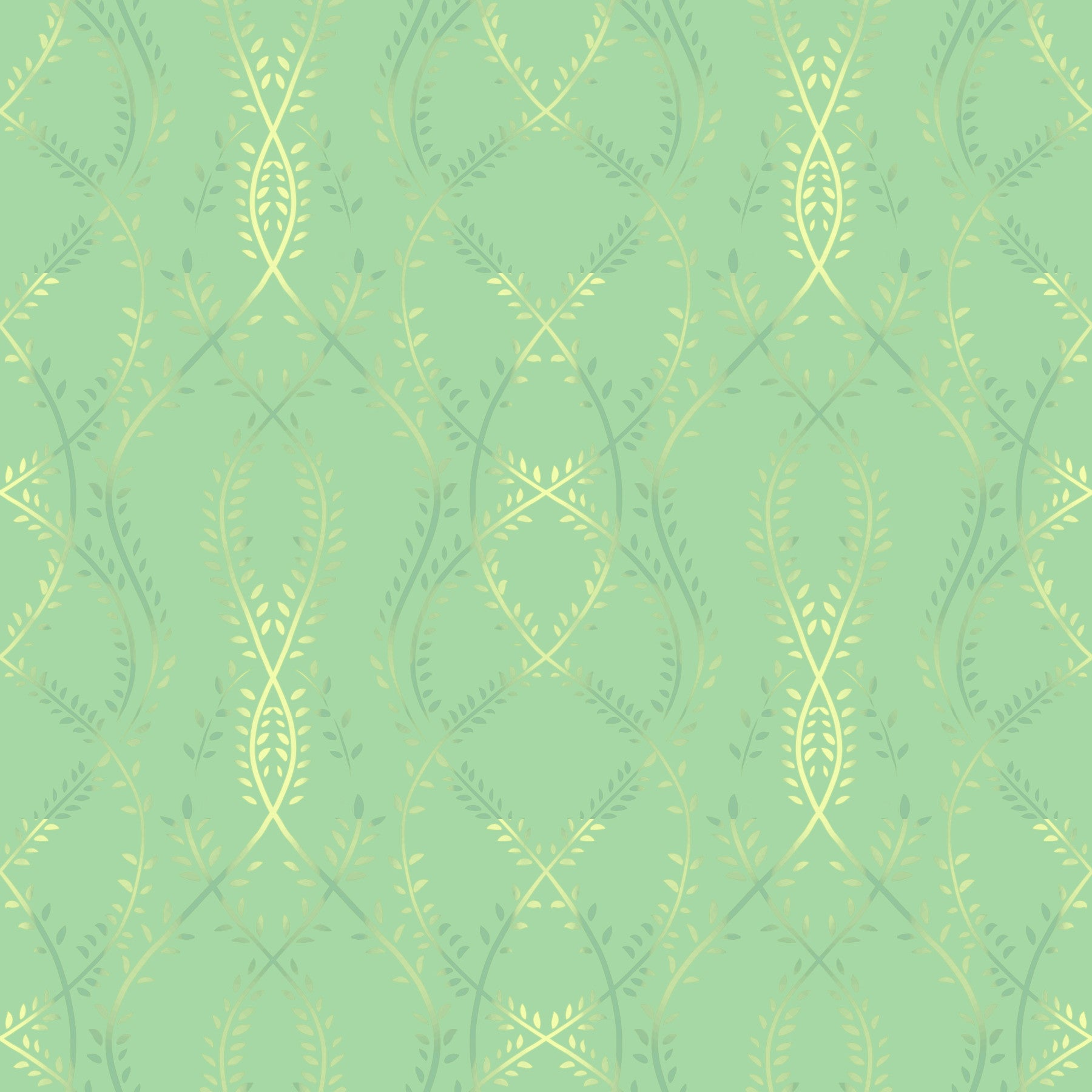 Sage and Gold Whispering Vines Trellis Wallpaper⁠