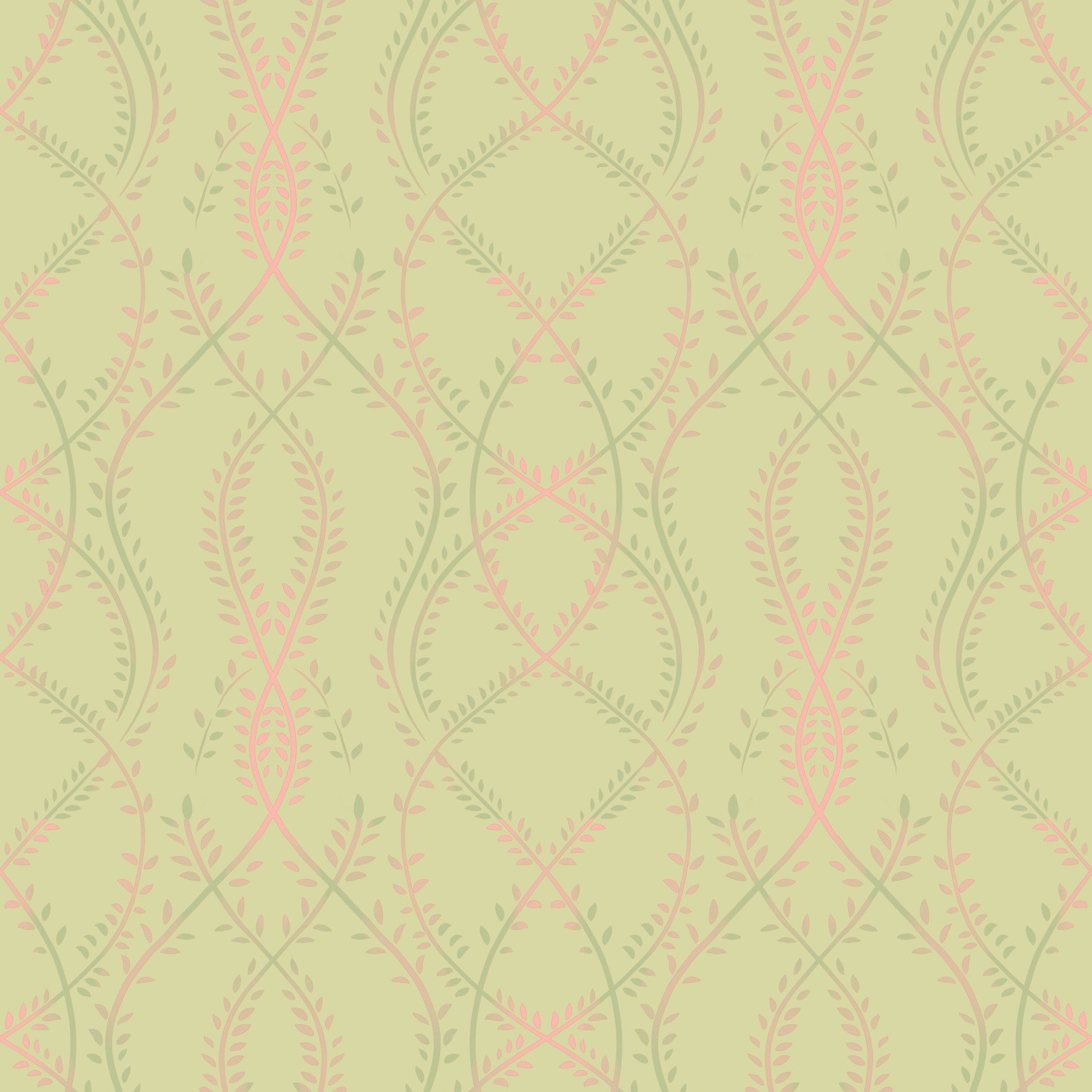 Soft Sage and Blush Pink Botanical Ogee Wallpaper Wallpaper⁠