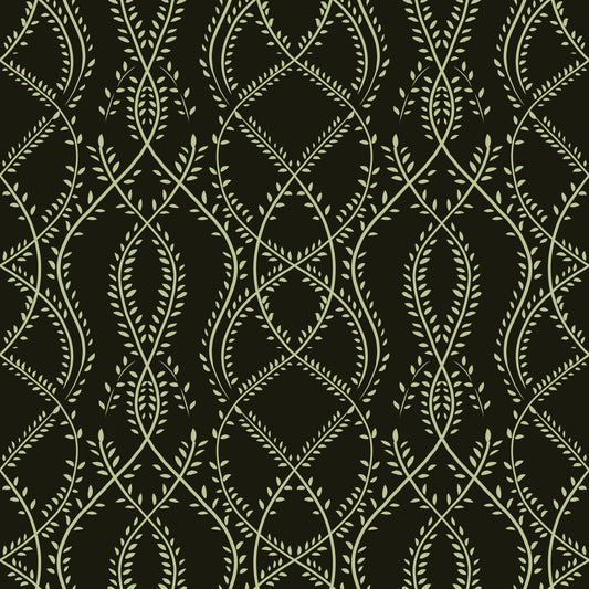 Midnight Sage Interlocking Vine Wallpaper Wallpaper⁠