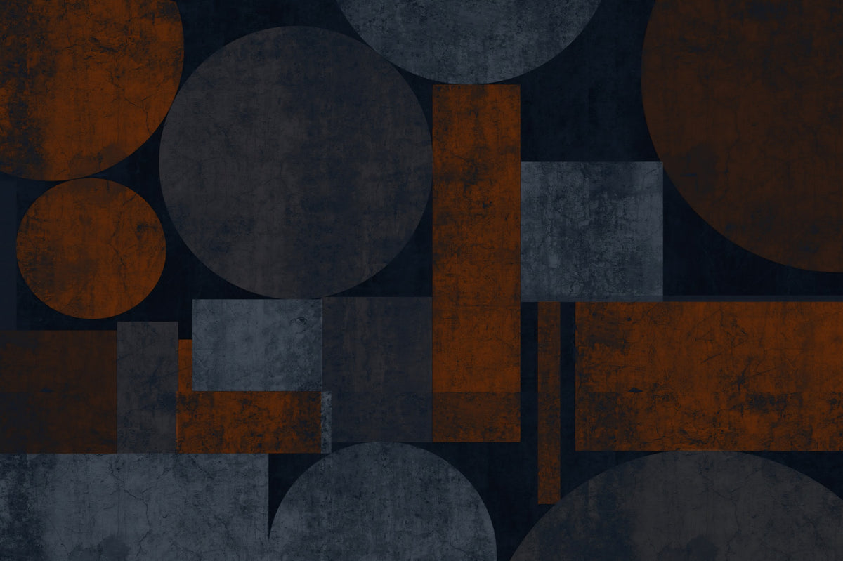 Industrial Rust and Charcoal Geometric Wall Mural in your room