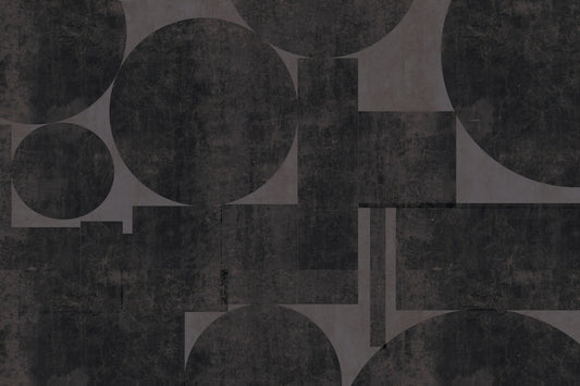 Industrial Charcoal Blocks & Circles Wall Mural