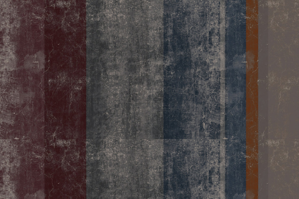 Distressed Concrete Block & Rust Stripe Wall Mural in your room