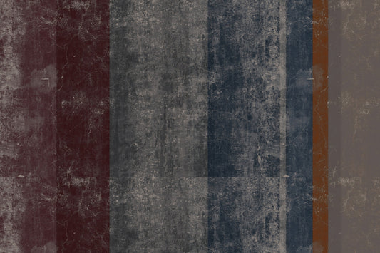 Distressed Concrete Block & Rust Stripe Wallpaper Wall Mural