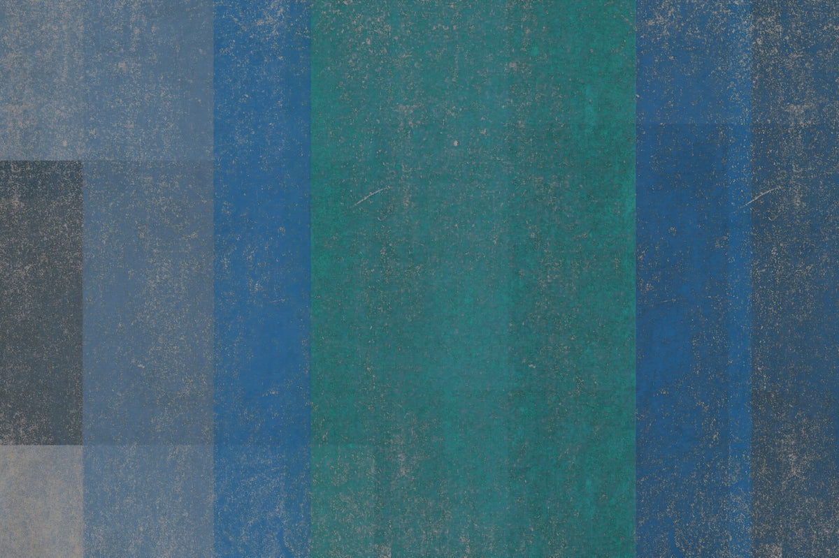 Retro Teal and Blue Textured Color Block Wall Mural in your room