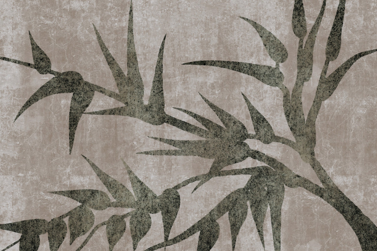 Rustic Moss Green Bamboo Wall Mural in your room — zoomed