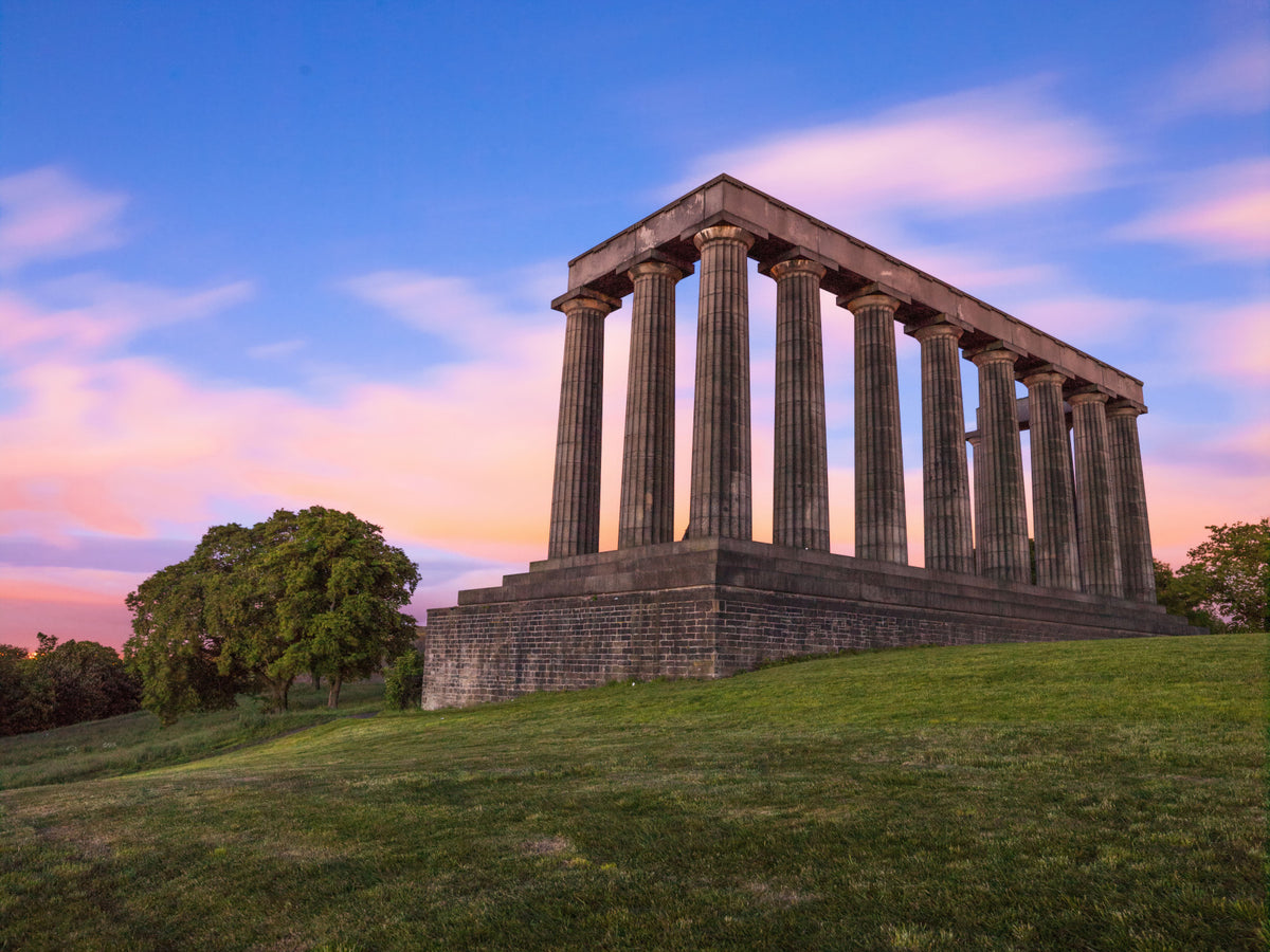 Sunset Over Calton Hill Colonnade Wall Mural in your room — zoomed