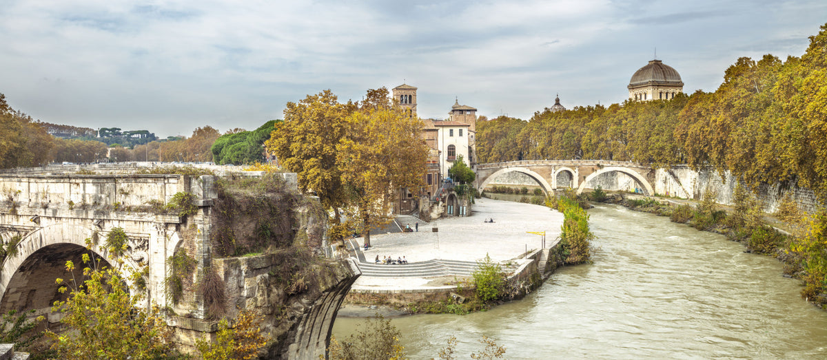 Rome Historic Riverbanks Wall Mural in your room — zoomed