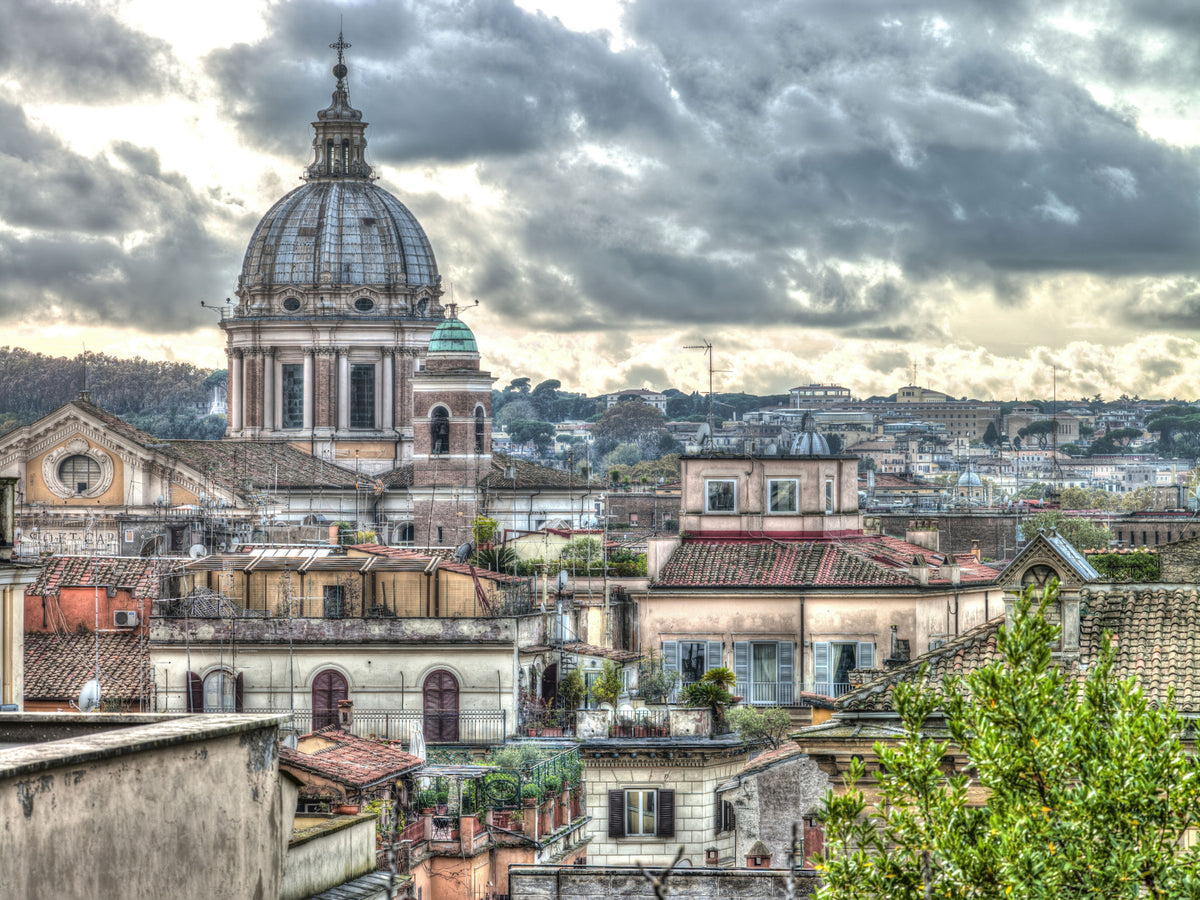 Rome Rooftops under Dramatic Skies Wall Mural in your room