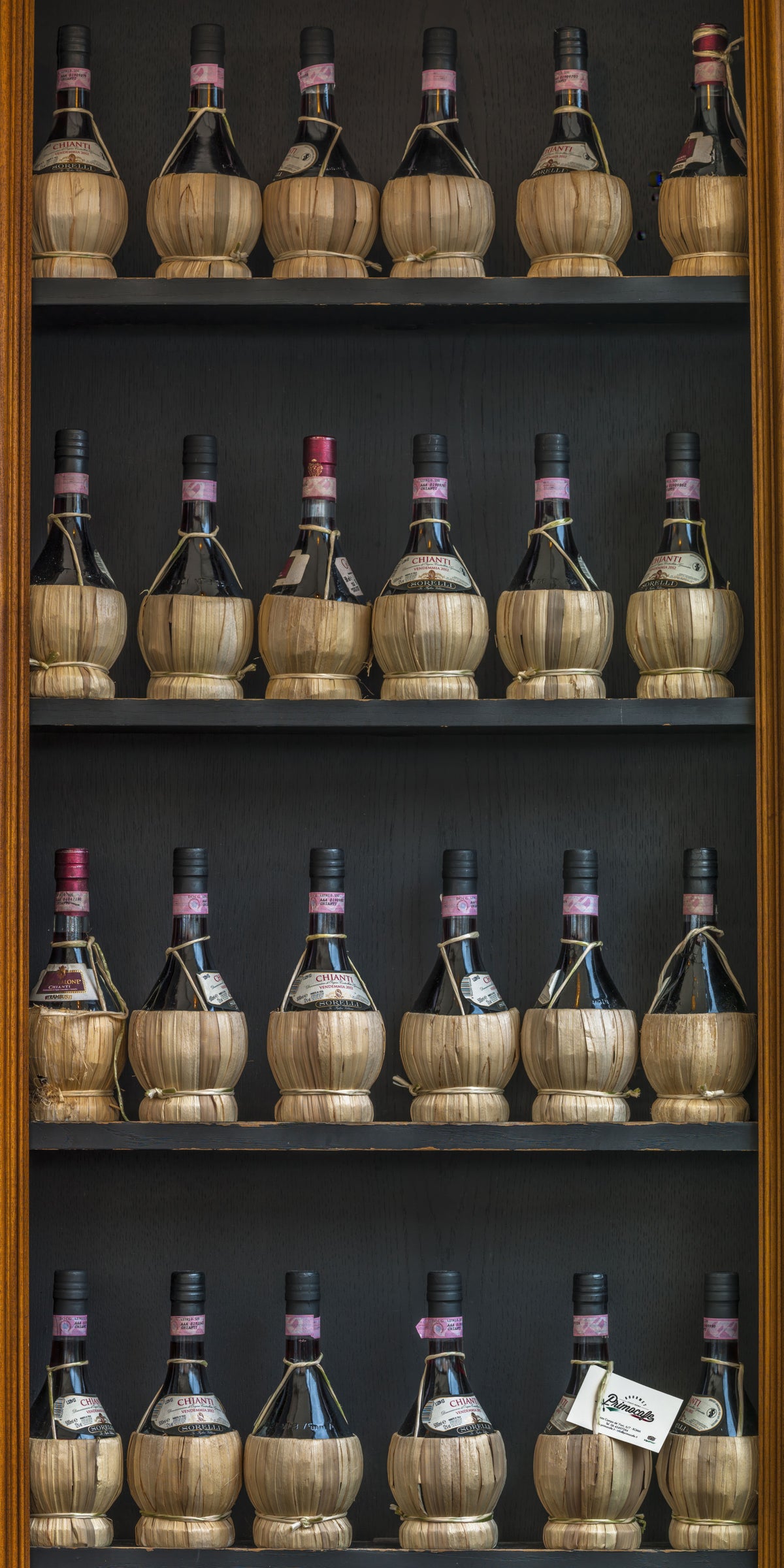 Tuscan Chianti Bottles in Straw Fiaschi Wall Mural in your room