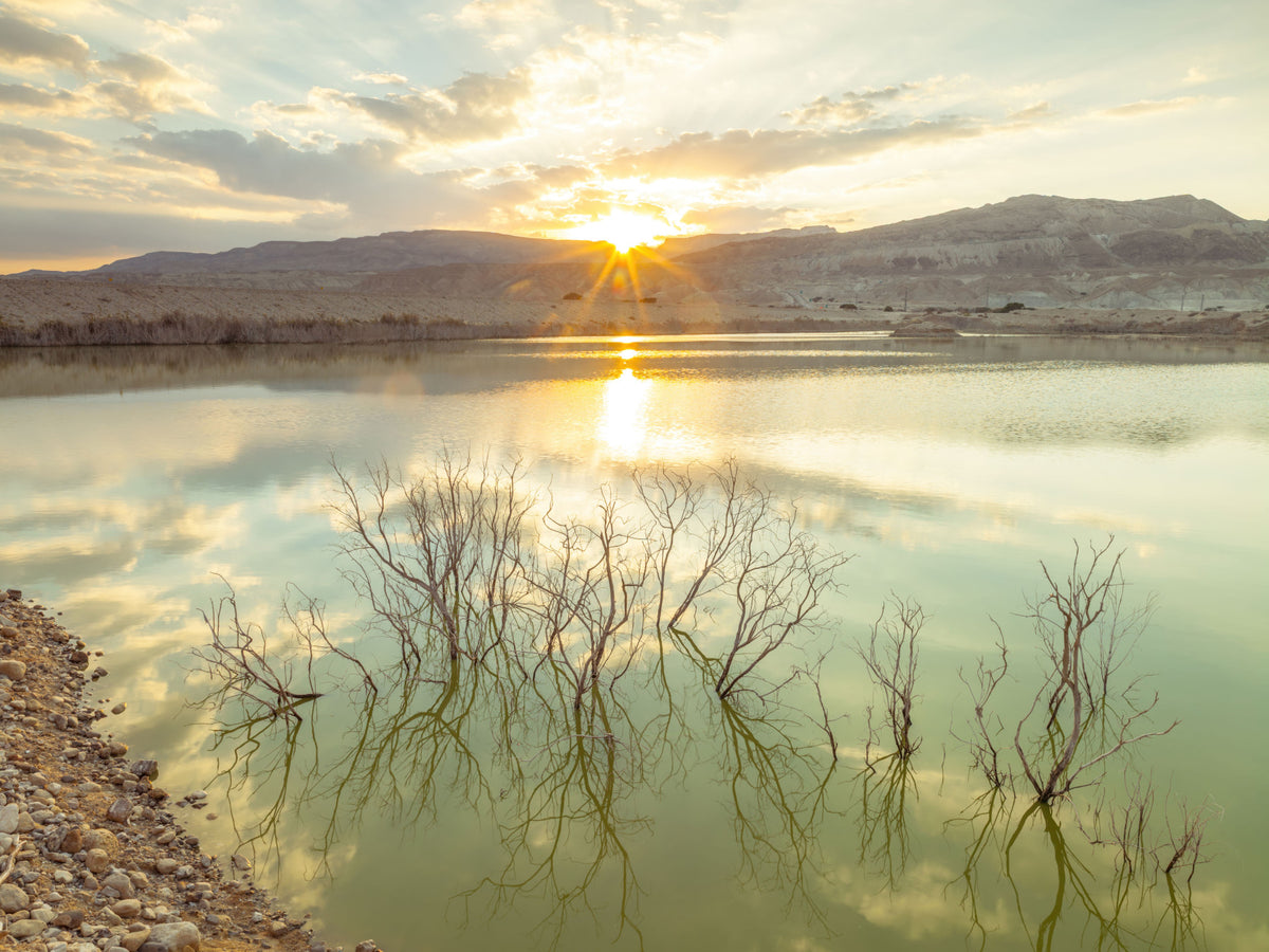 Sunset Reflections over Peaceful Lake Wall Mural in your room