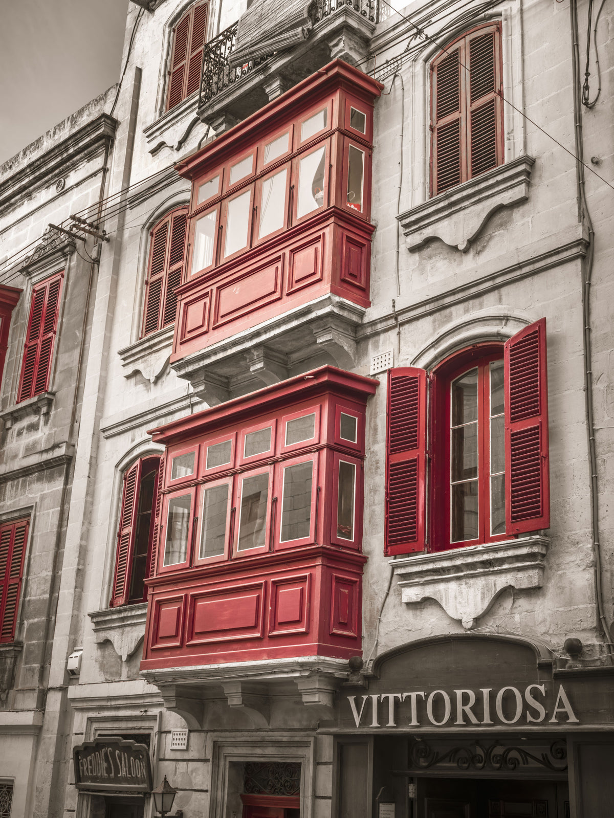 Crimson Maltese Balconies of Vittoriosa Wall Mural in your room