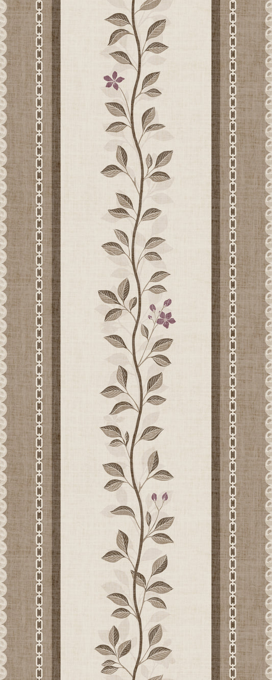 Trailing Vine and Linen Stripe Panel Wallpaper⁠