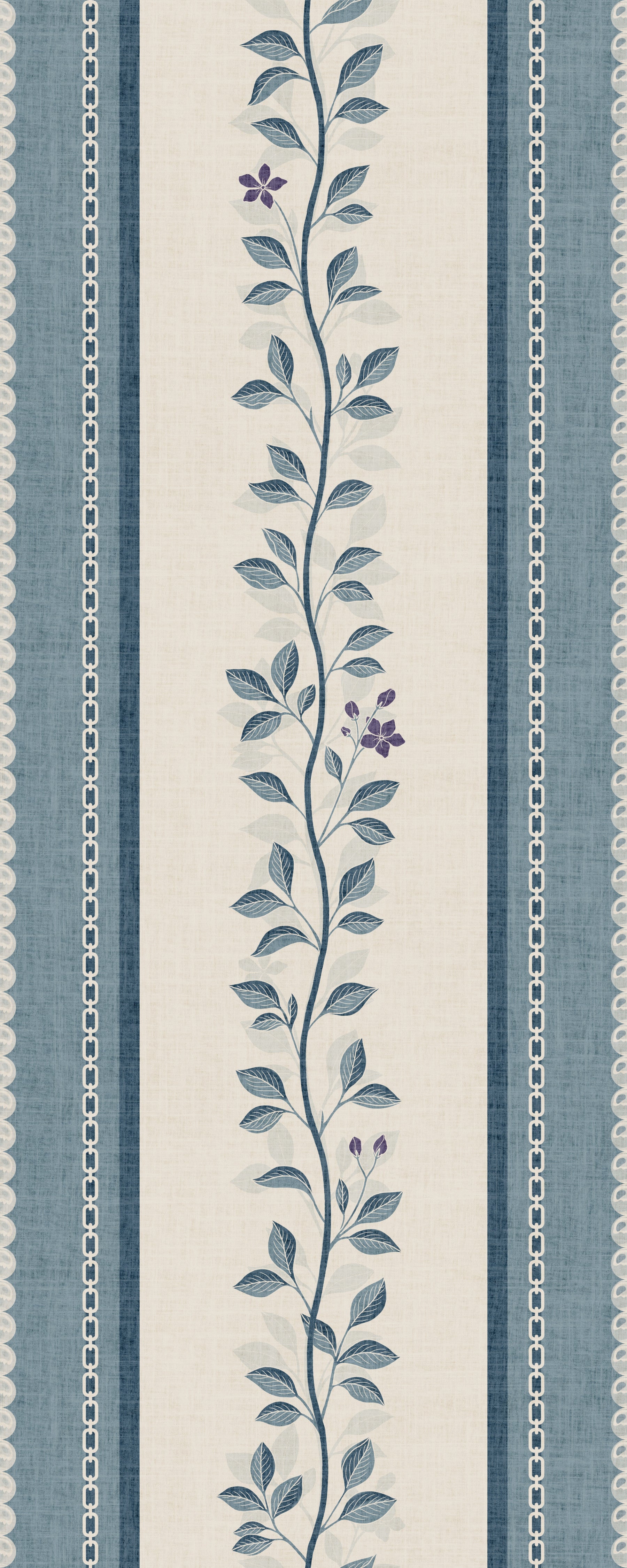 Coastal Slate Blue Vine Stripe Wallpaper⁠