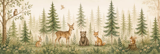 Whimsical Woodland Forest Friends Wall Mural