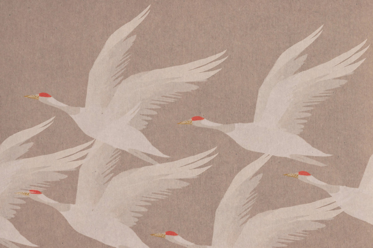 Red-Crowned Cranes in Soaring Harmony Wall Mural in your room