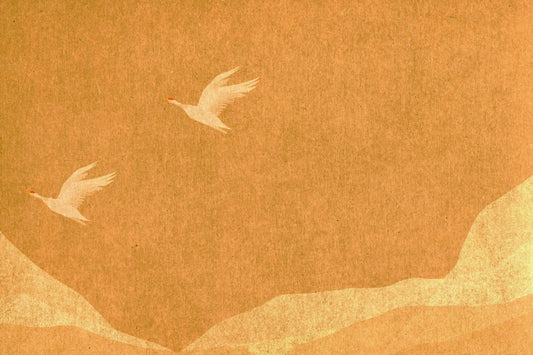 Celestial Golden Cranes over Serene Hills Wall Mural