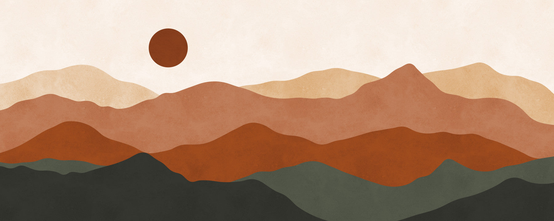 Terracotta Hills and Ochre Sun Sunset Wall Mural