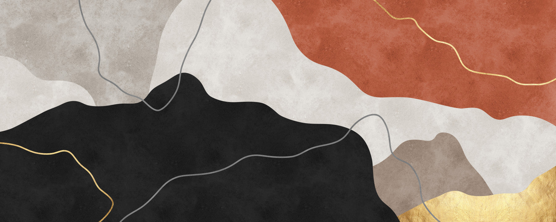 Terracotta and Charcoal Abstract Hills Wall Mural