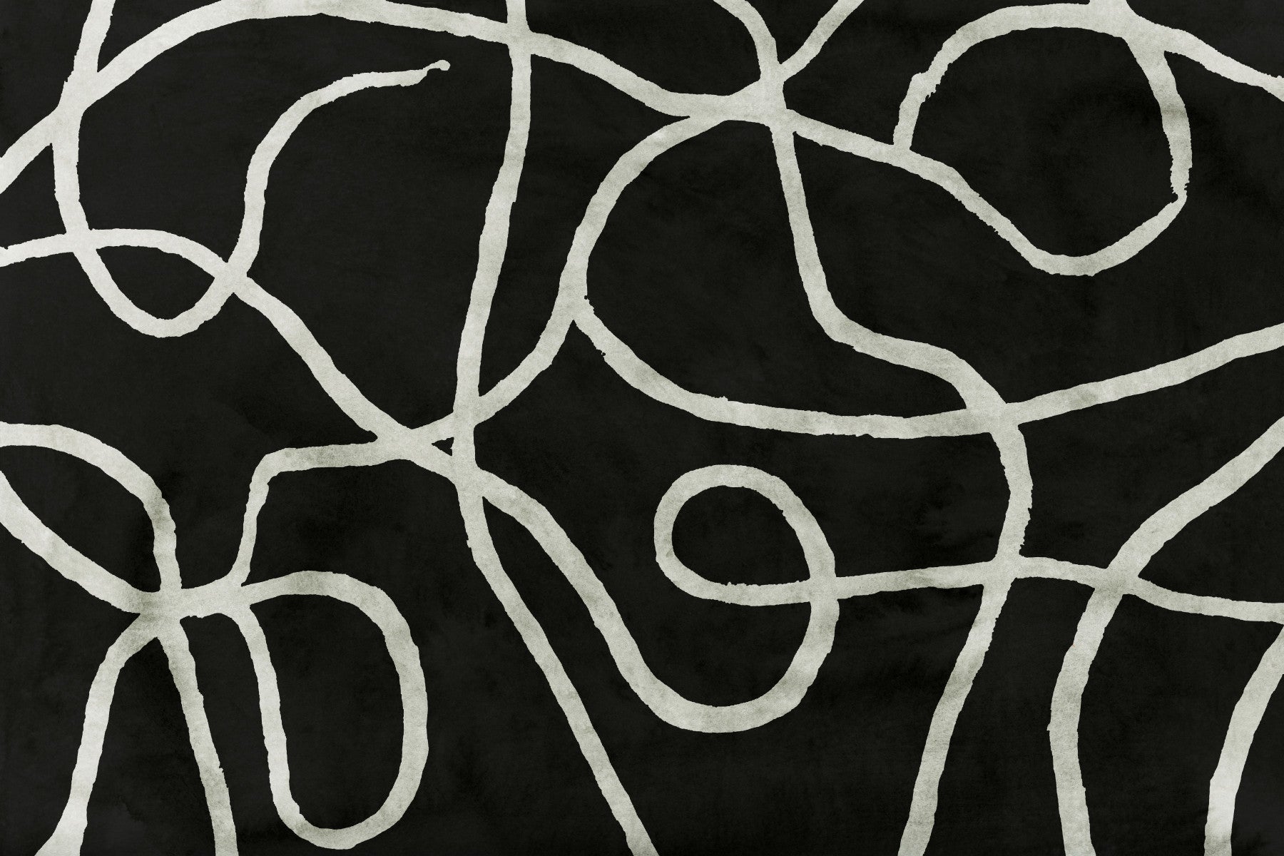 Minimalist Organic Ink Lines on Charcoal Wall Mural