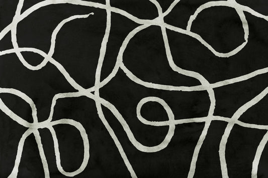 Minimalist Organic Ink Lines on Charcoal Wall Mural