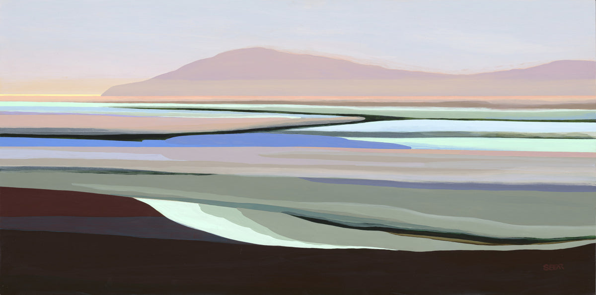 Muted Coastal Hills Abstract Wall Mural in your room — zoomed