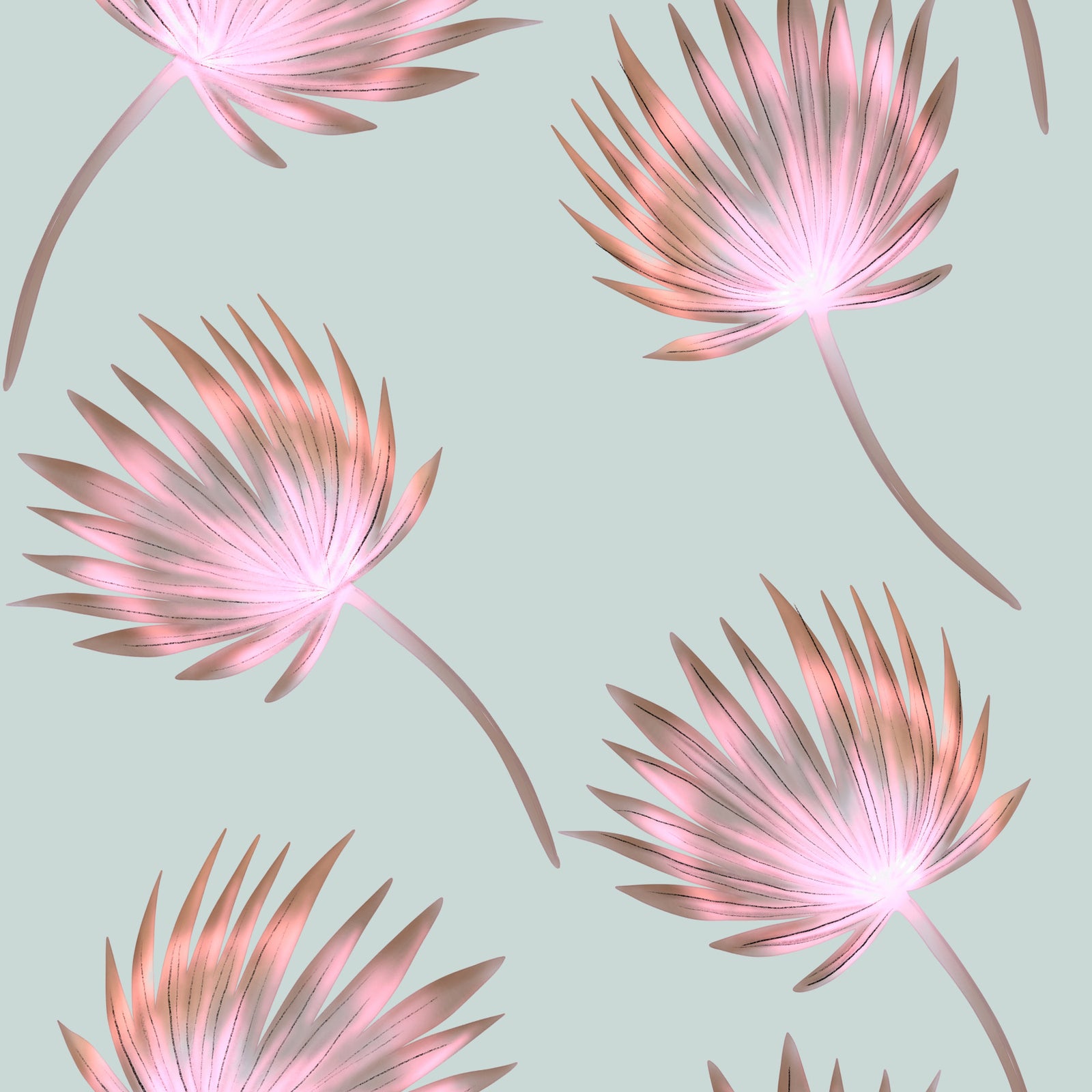 Soft Blush Palm Frond Pattern Wallpaper⁠ in your room