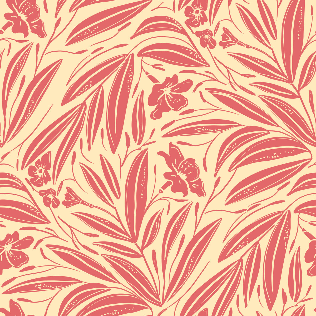 Coral Bloom Botanical Illustration Wallpaper⁠