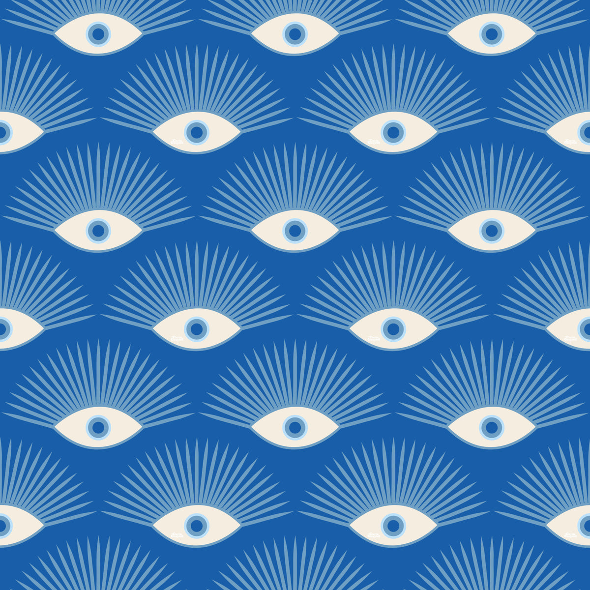 Stylized Eyelash Motif in Cobalt Blue Wallpaper⁠