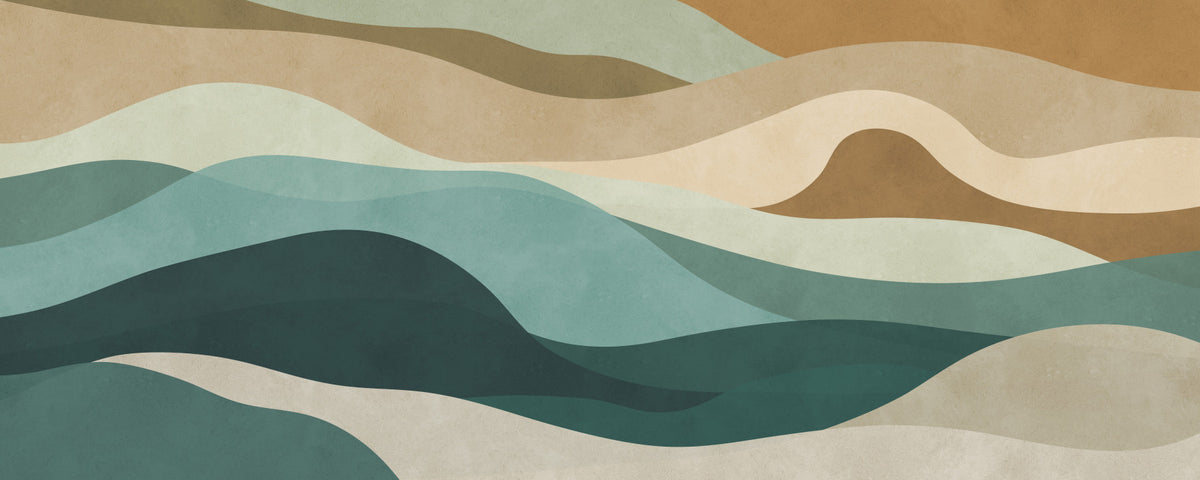 Abstract Earthy Wave Horizon Wall Mural in your room — zoomed