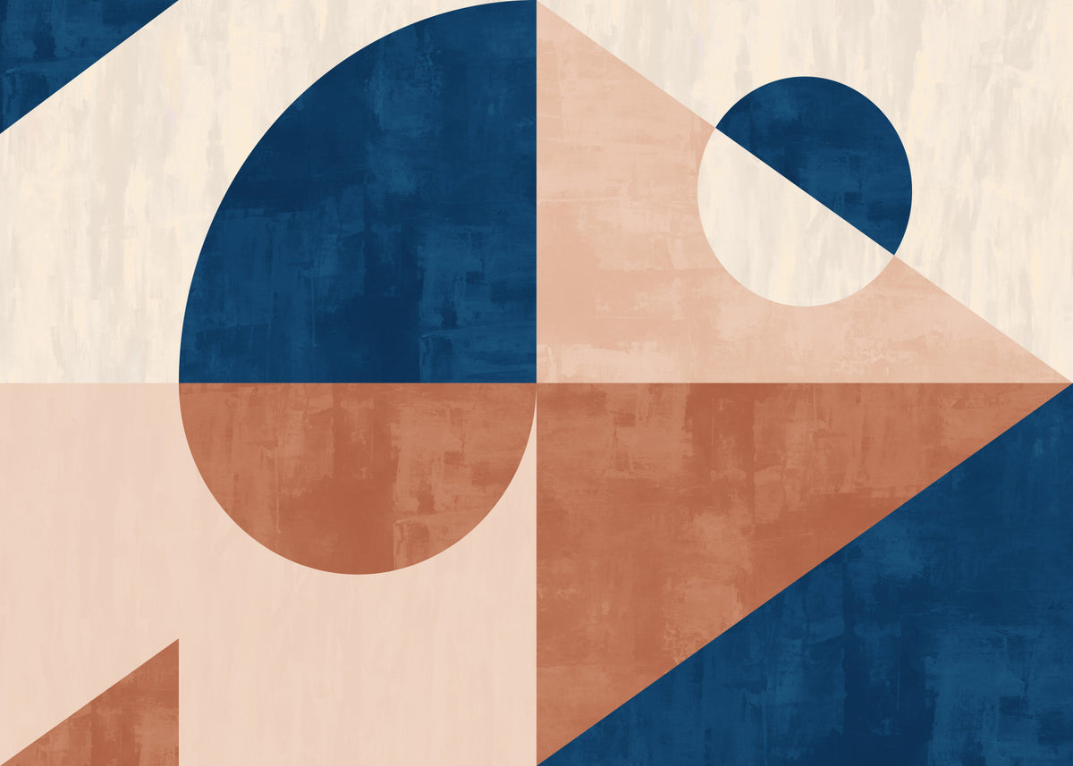 Mid-Century Abstract Geometric Shapes Wall Mural in your room — zoomed